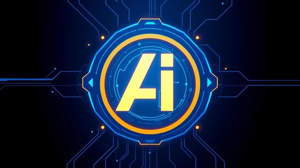 A sleek, futuristic tech illustration featuring a stylized Google AI logo or brand identity, glowing with electric blue and gold accents on a dark, deep blue background. The style should be clean, modern, and represent advanced AI capabilities, with subtle nods to data flow and connectivity. No text in the image.