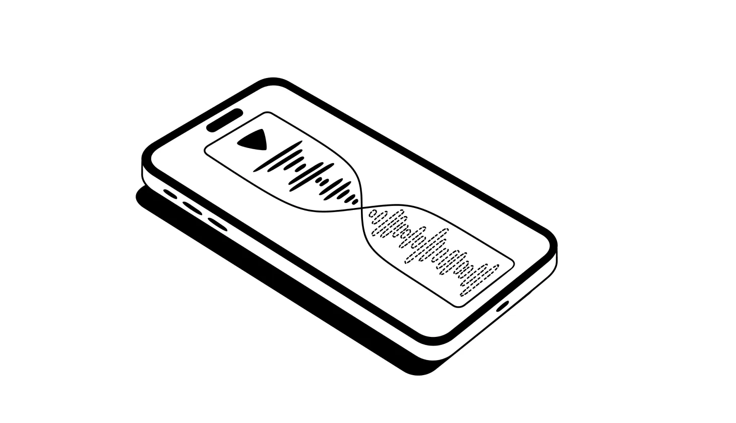 A detailed pencil sketch of a classic analog rotary telephone receiver severed in half, with abstract digital sound waves transitioning into hand-drawn sketch lines spilling out from the earpiece. No text, no logos.